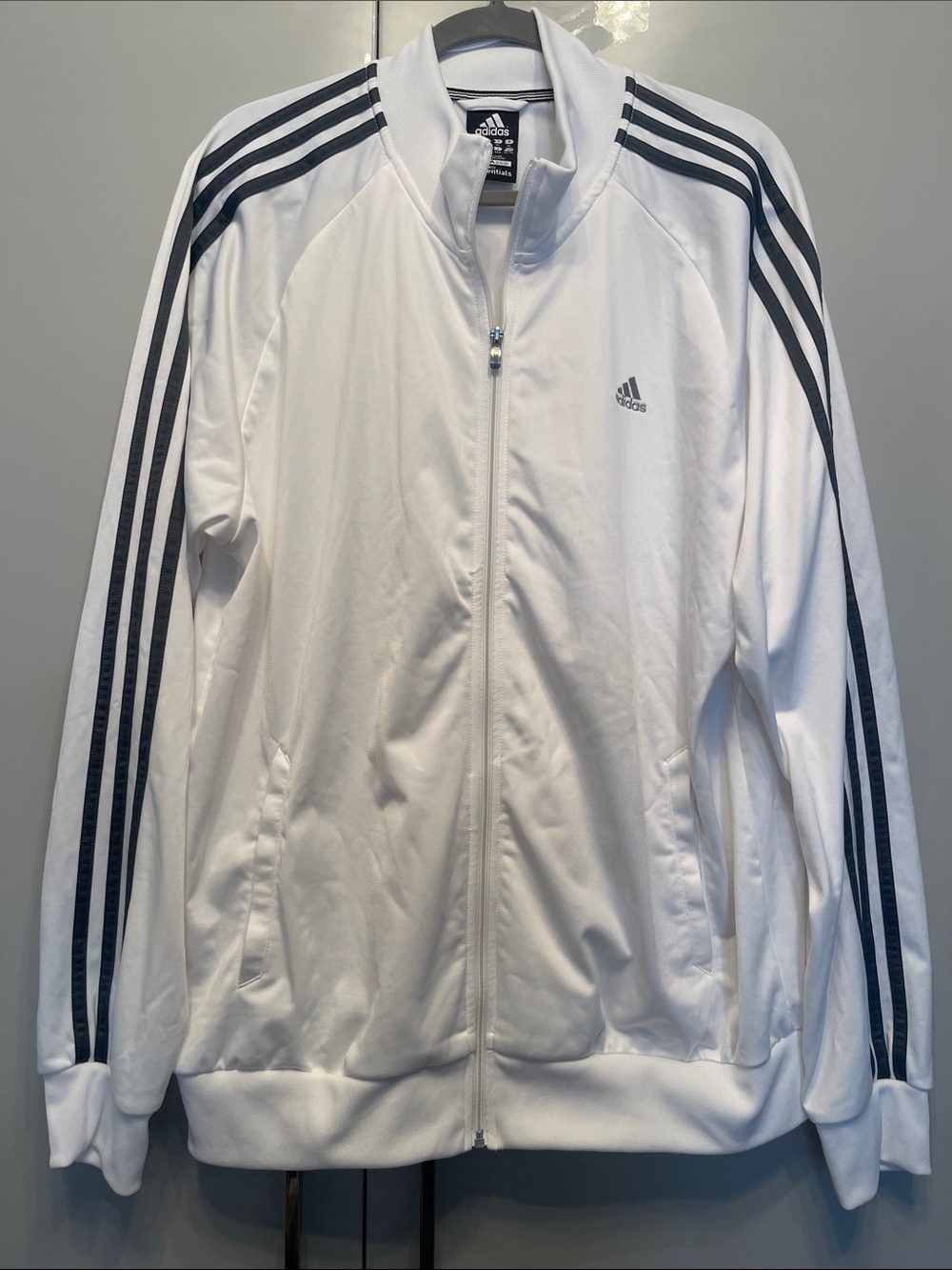 adidas White Track Jacket with Black Stripes